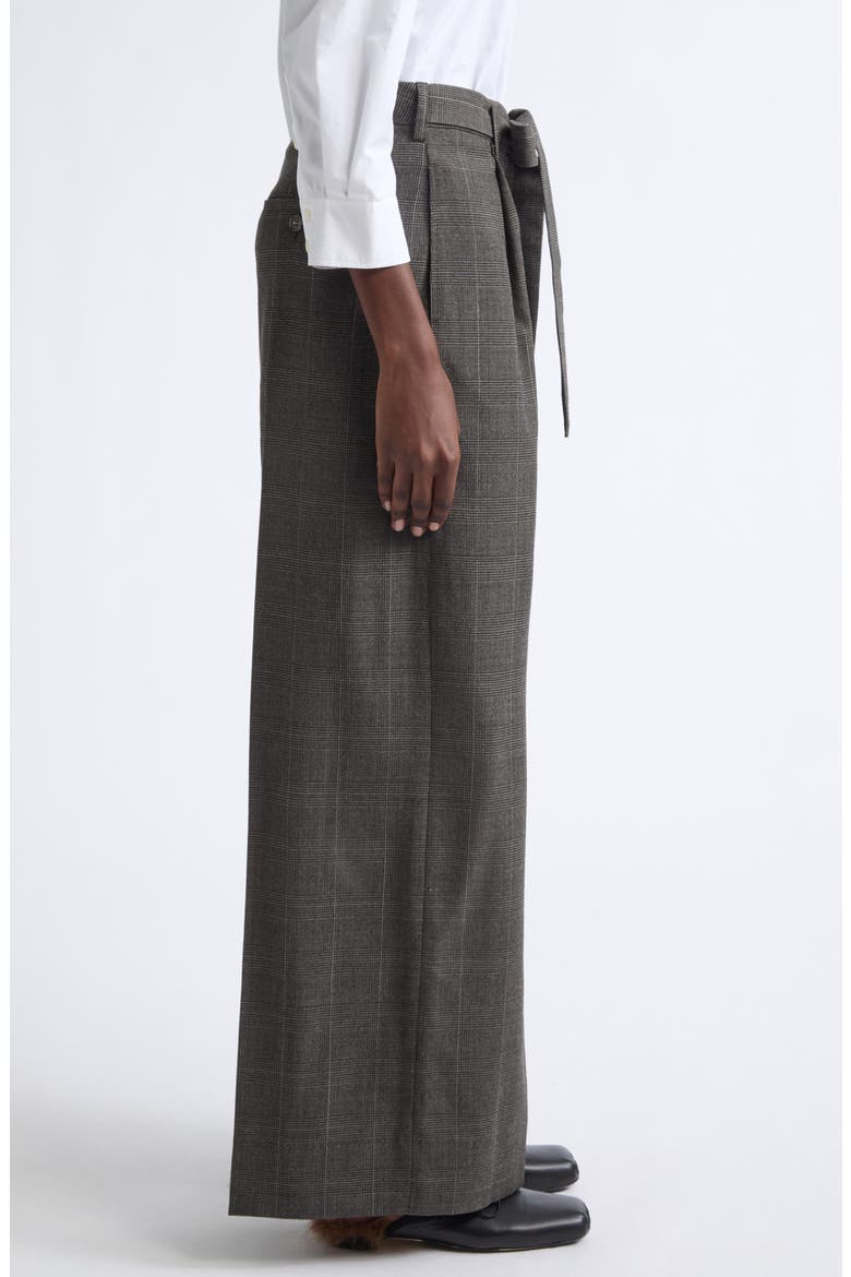 Pleated Wide Leg Stretch Virgin Wool Sash Trousers, Alternate, color, PEAT