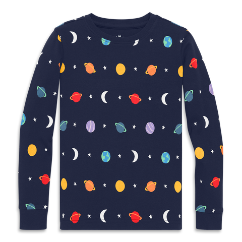 Kids Organic Long Sleeve PJ Top in Rainbow Galaxy (Toddler, Little Kid, & Big Kid)