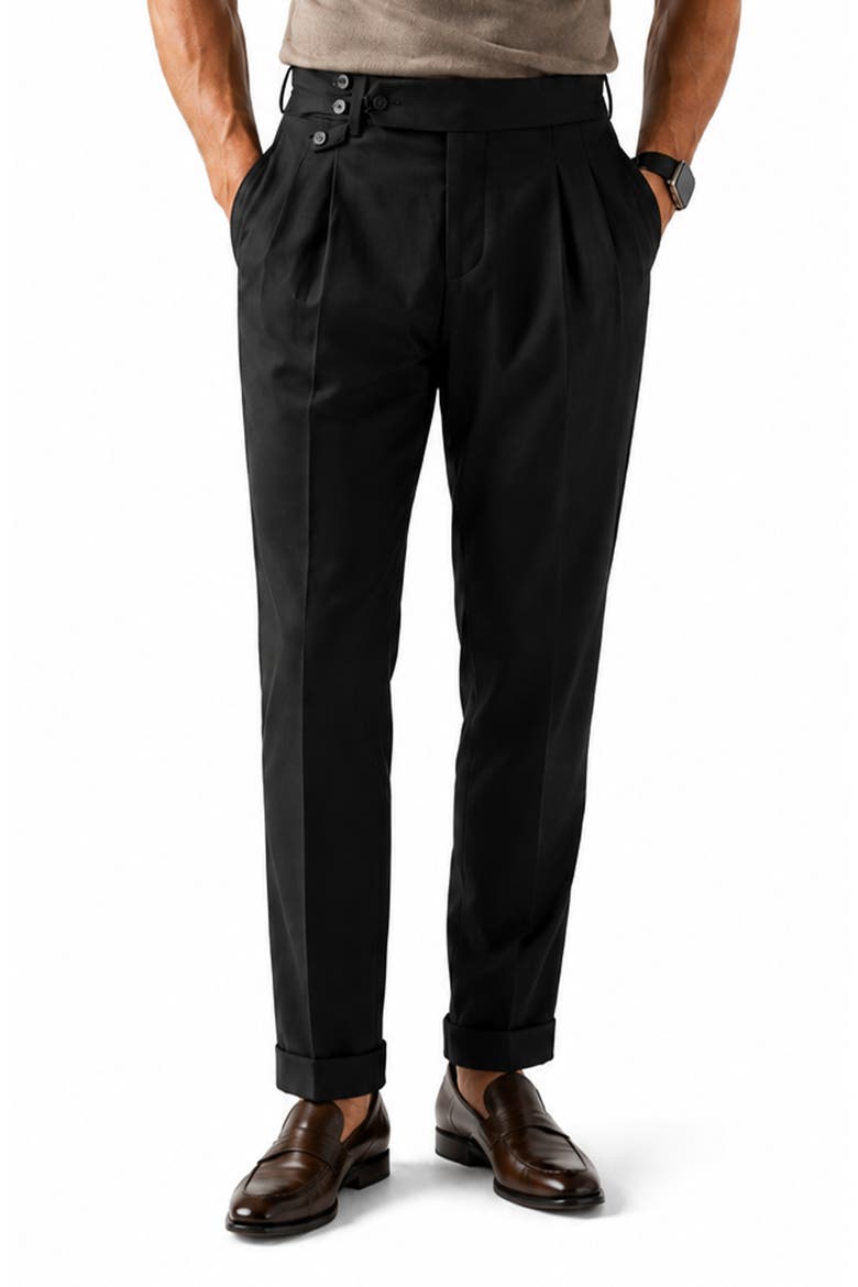 Marthyr Pleated Trousers, Main, color, BLACK