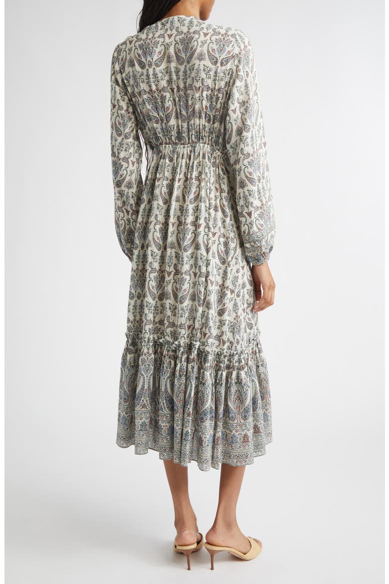 Paisley Tie Waist Midi Dress, Alternate, color, ECRU MULTI