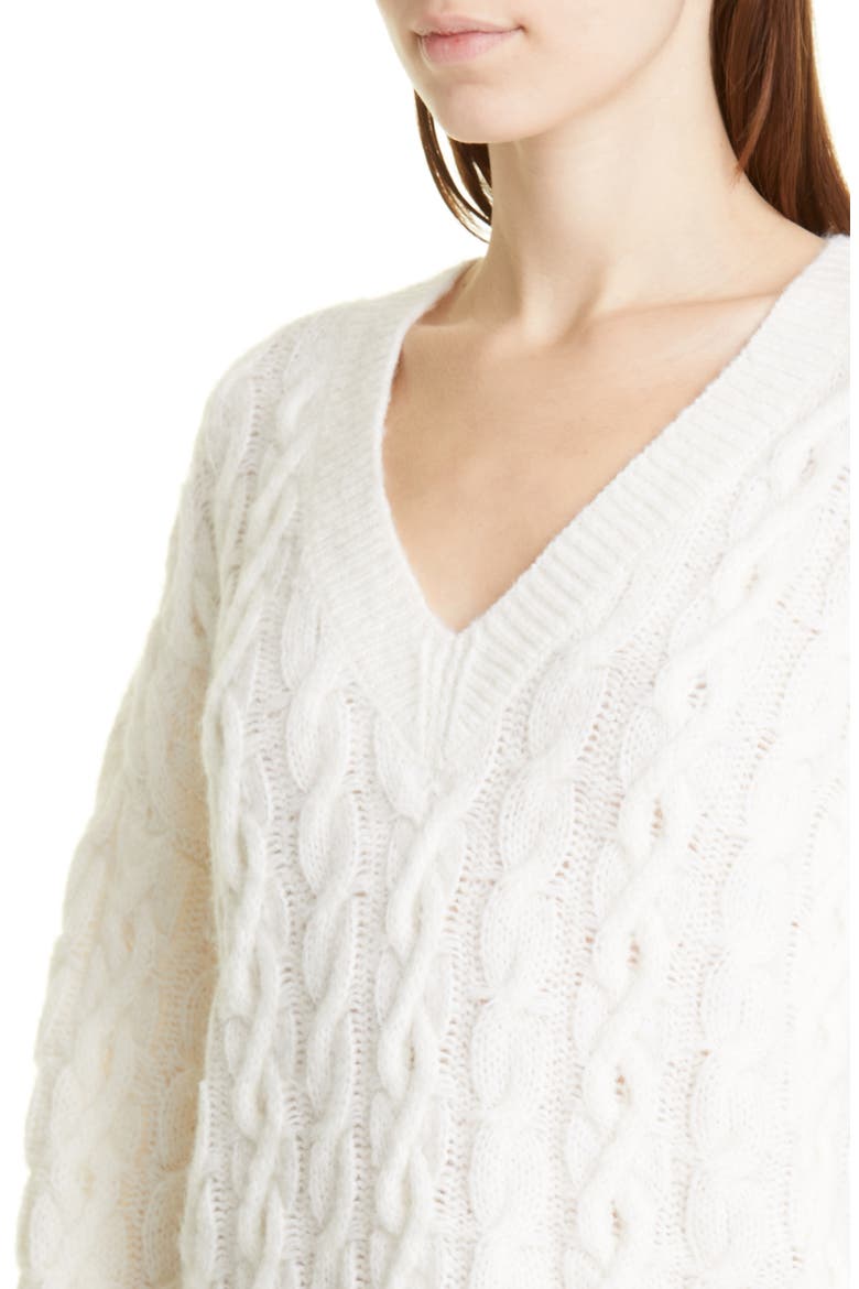 Lattice Cable Knit Wool & Alpaca Blend Sweater, Alternate, color, CREAM