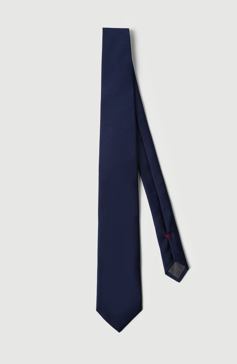 Brunello Cucinelli Silk twill tie, Alternate, color, Blue