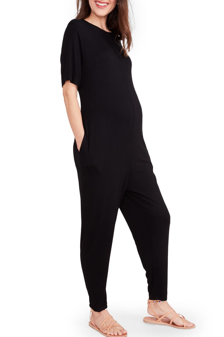 The Walkabout Maternity Jumpsuit, Main, color, BLACK