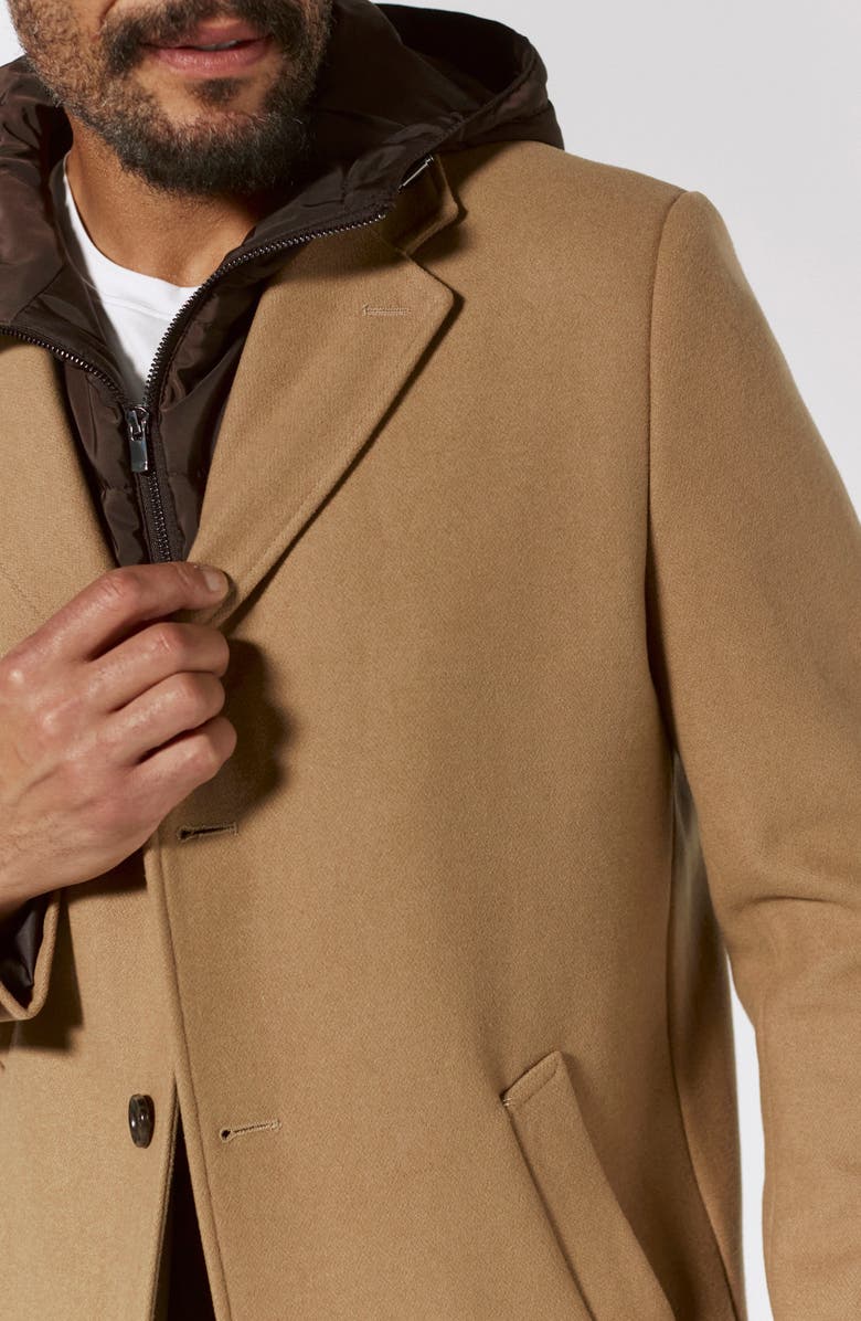 7 Diamonds Midtown Felted Overcoat with Removable Hooded Puffer Bib, Alternate, color, Camel