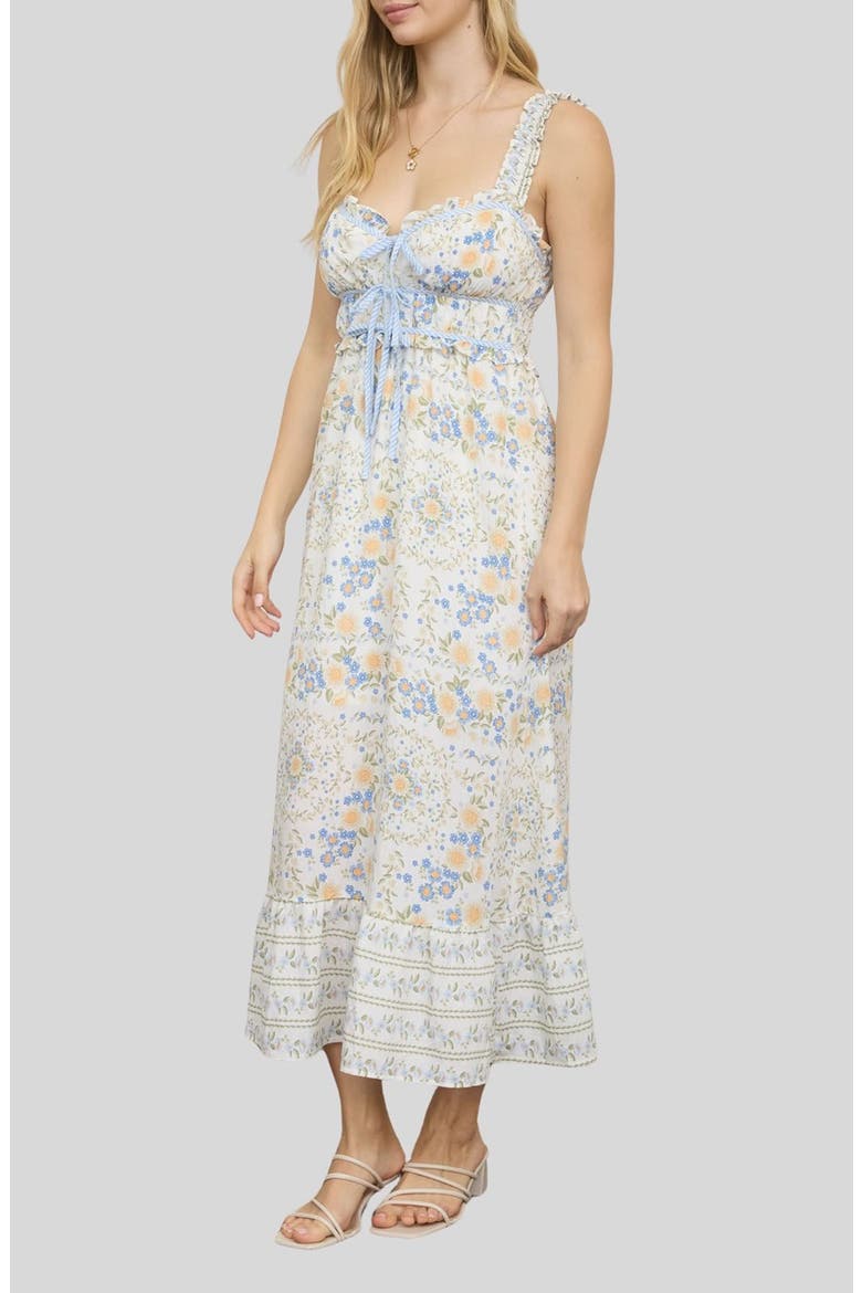 Floral Midi Dress, Alternate, color, BLUE MULTI