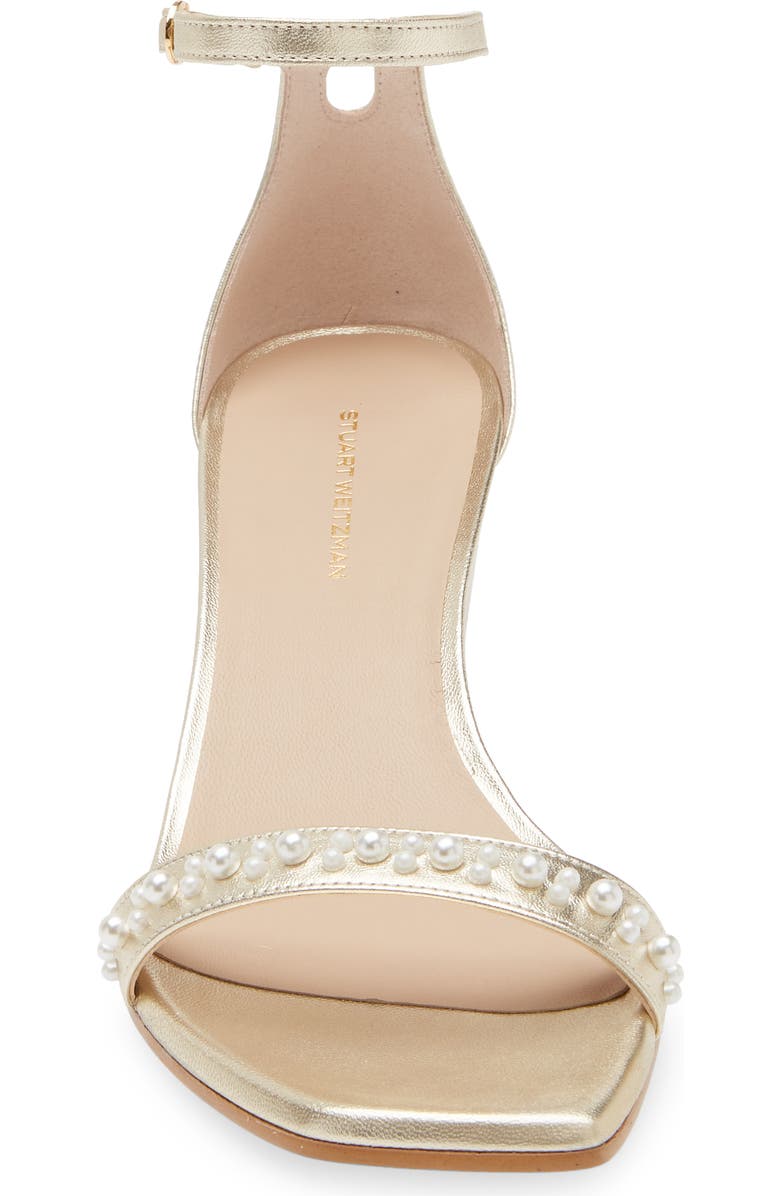 Stuart Weitzman Nudist Curve Faux Pearl Demi Curve Wedge Sandal, Alternate, color,