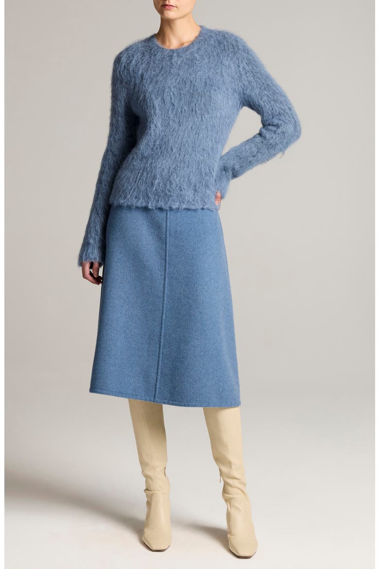 Wool Blend A-Line Skirt, Alternate, color, BLUE SLATE