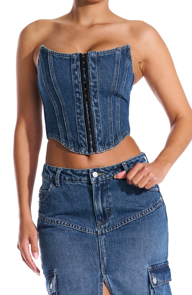 Naked Wardrobe Denim Dreams Corset, Main, color,