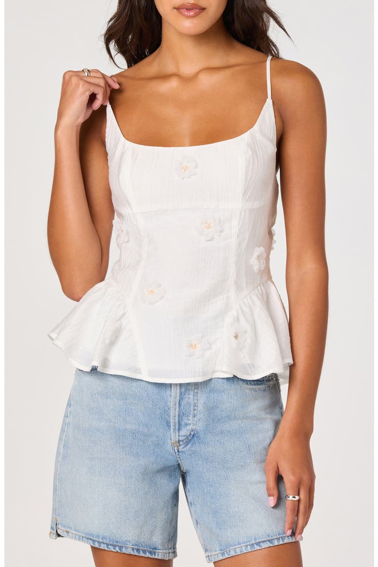 Kassidy Floral Appliqué Camisole, Main, color, WHITE