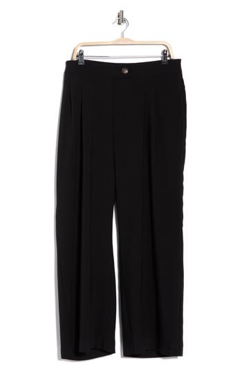T Tahari Pleated Front Wide Leg Pants In Black
