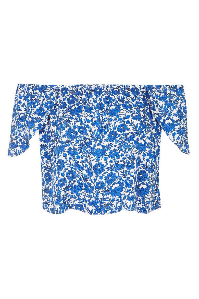 Floral Print Off the Shoulder Top, Alternate, color, BLUE MULTI