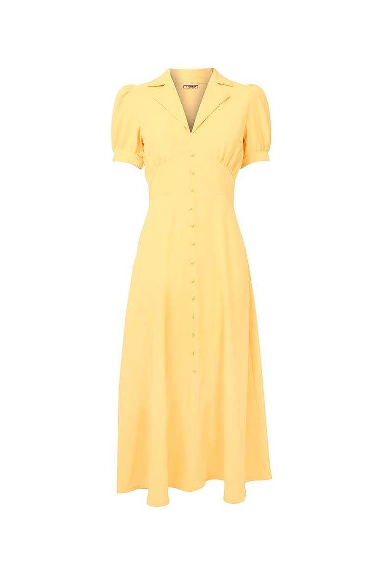 Retro Button Front Midi Dress, Alternate, color, BUTTER