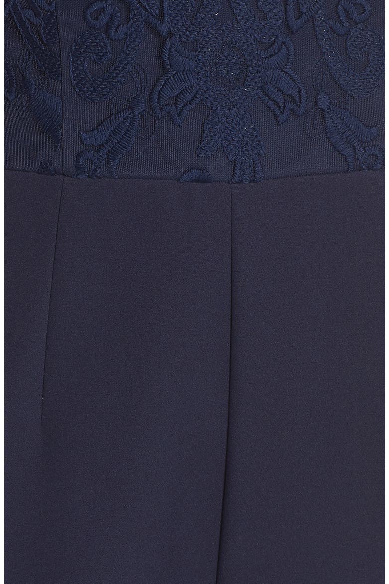Naomi Embroidered Bodice Strapless Jumpsuit, Alternate, color, NAVY