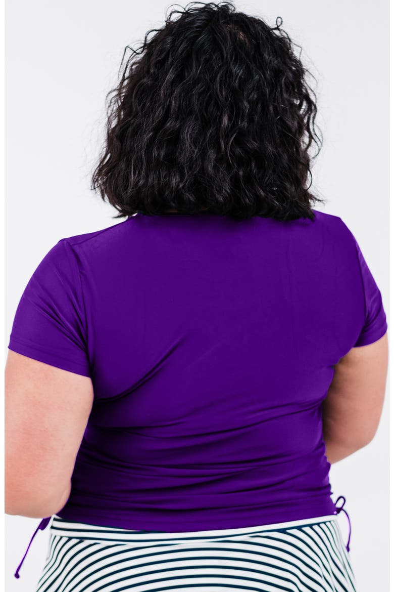 Plus Size Short Sleeve Adele Swim Top, Alternate, color, Eggplant