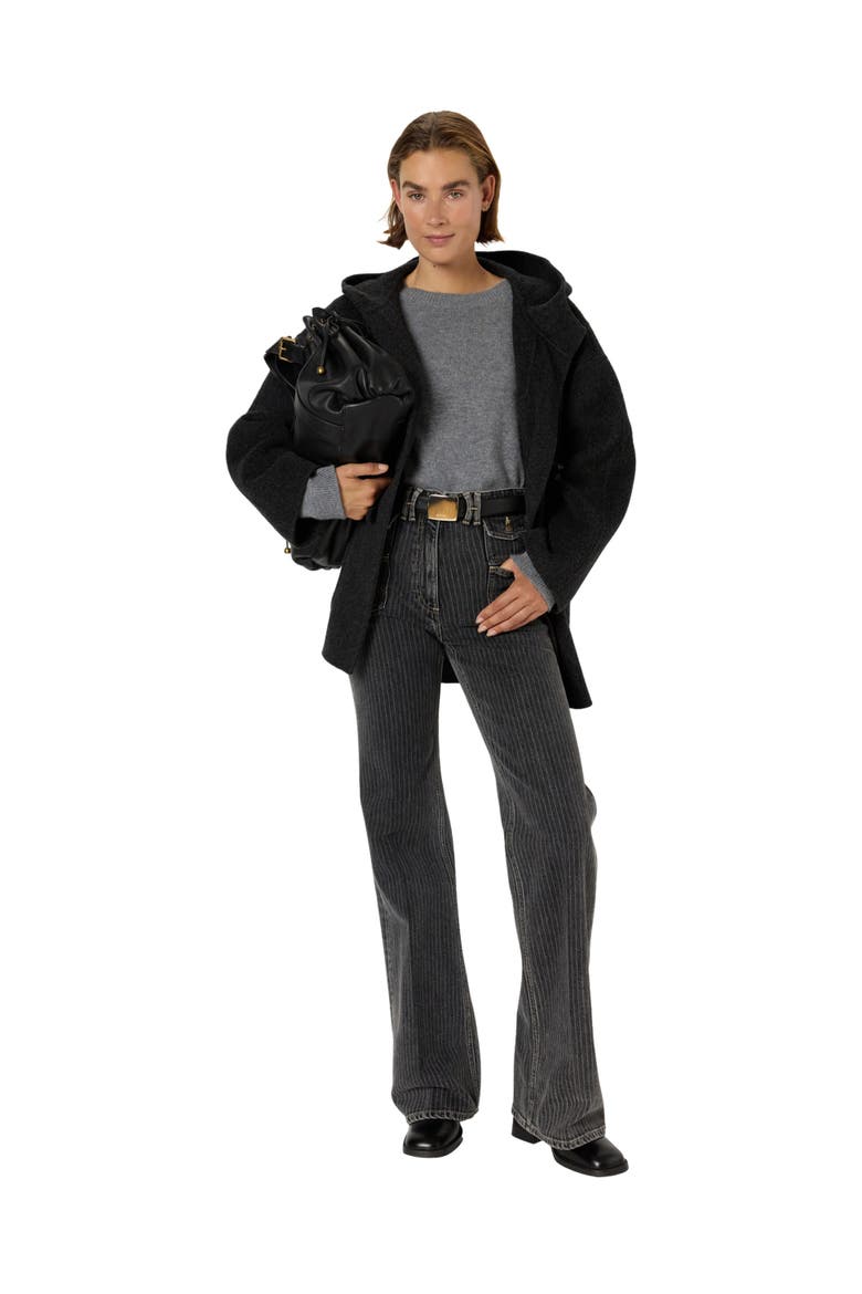 Malina Hooded Wool Coat, Alternate, color, Charcoal