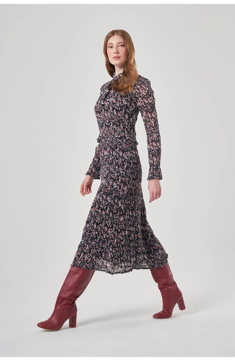 Mizalle Patterned Crochetate Midi Dress - Mix, Alternate, color, Mix