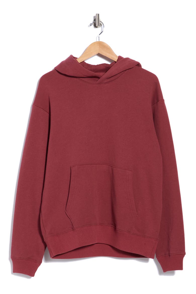 French Terry Pullover Hoodie, Alternate, color, RED OXBLOOD