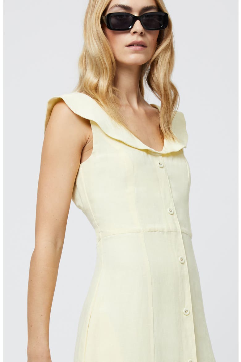 Birdie Peter Pan Collar Linen Blend Dress, Alternate, color, CORNSILK YELLOW
