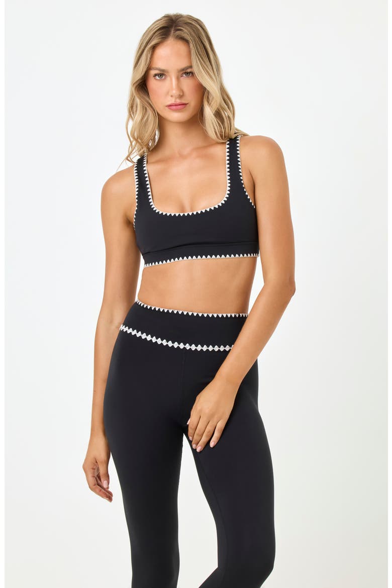 Heartbreaker Whipstitch Trim Sports Bra, Alternate, color, BLACK