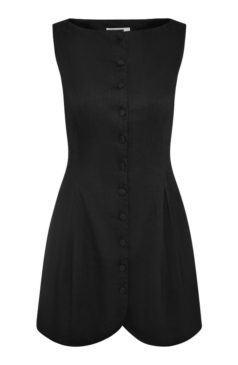 Onia Boatneck Button Front Dress, Alternate, color, Black