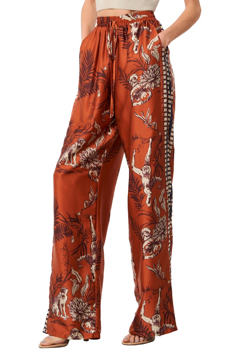 Katia Satin Wide Leg Pants, Alternate, color, AMBER