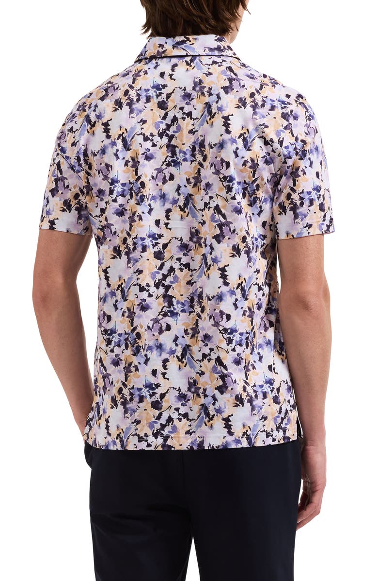 Bugatchi Hendrix Floral Pima Cotton Polo, Alternate, color, Lavender