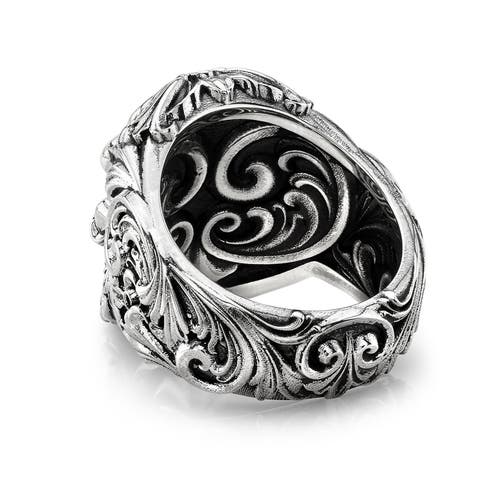 Room101 07 Filigree Skull Ring In Silver