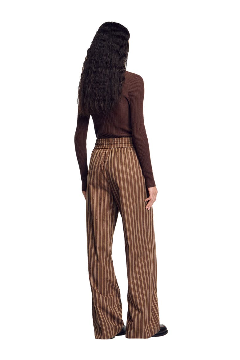 Striped trousers, Alternate, color, Brown