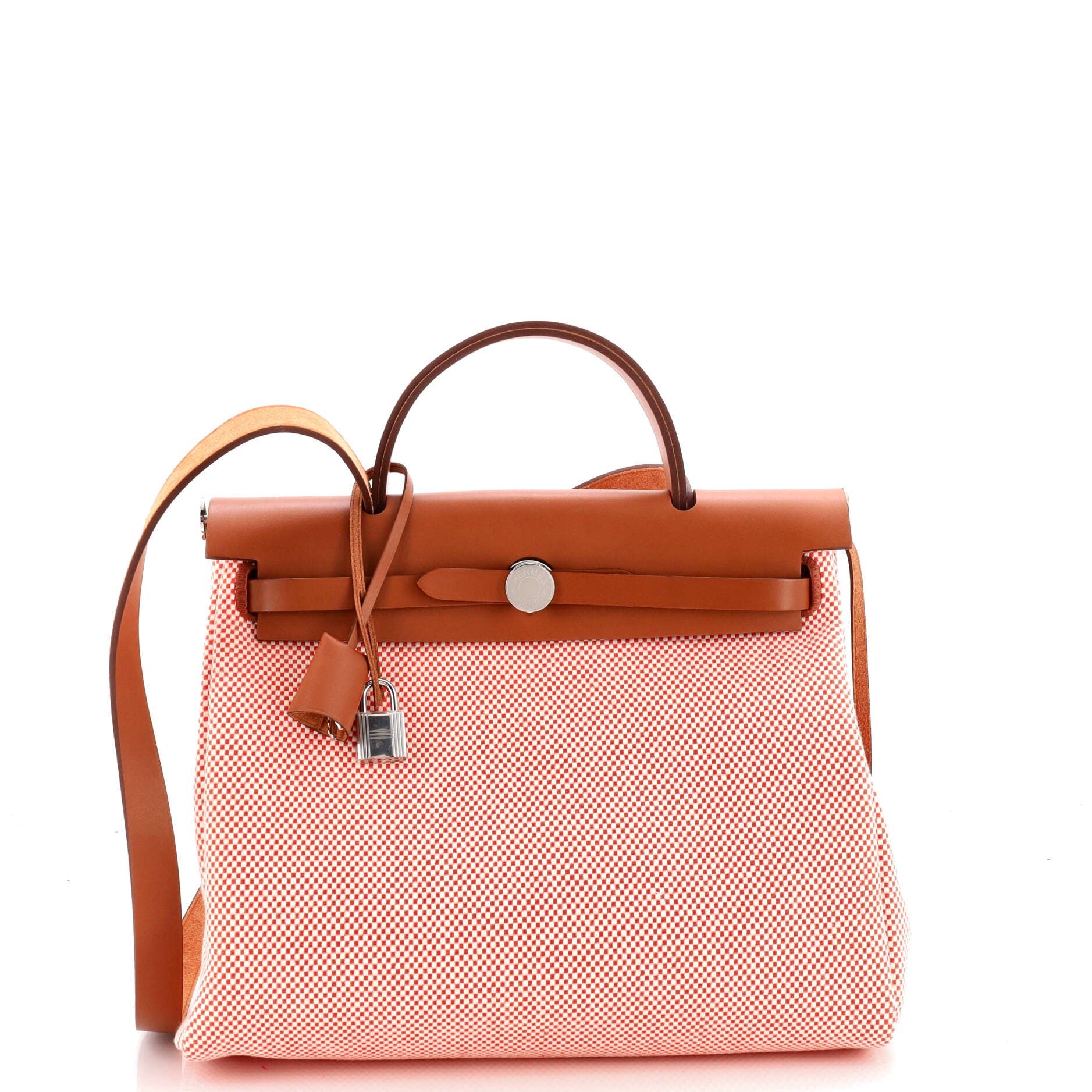 Pre-Owned Hermes Herbag Zip Criss Viking Toile and Leather 31, Main, color, Sanguine