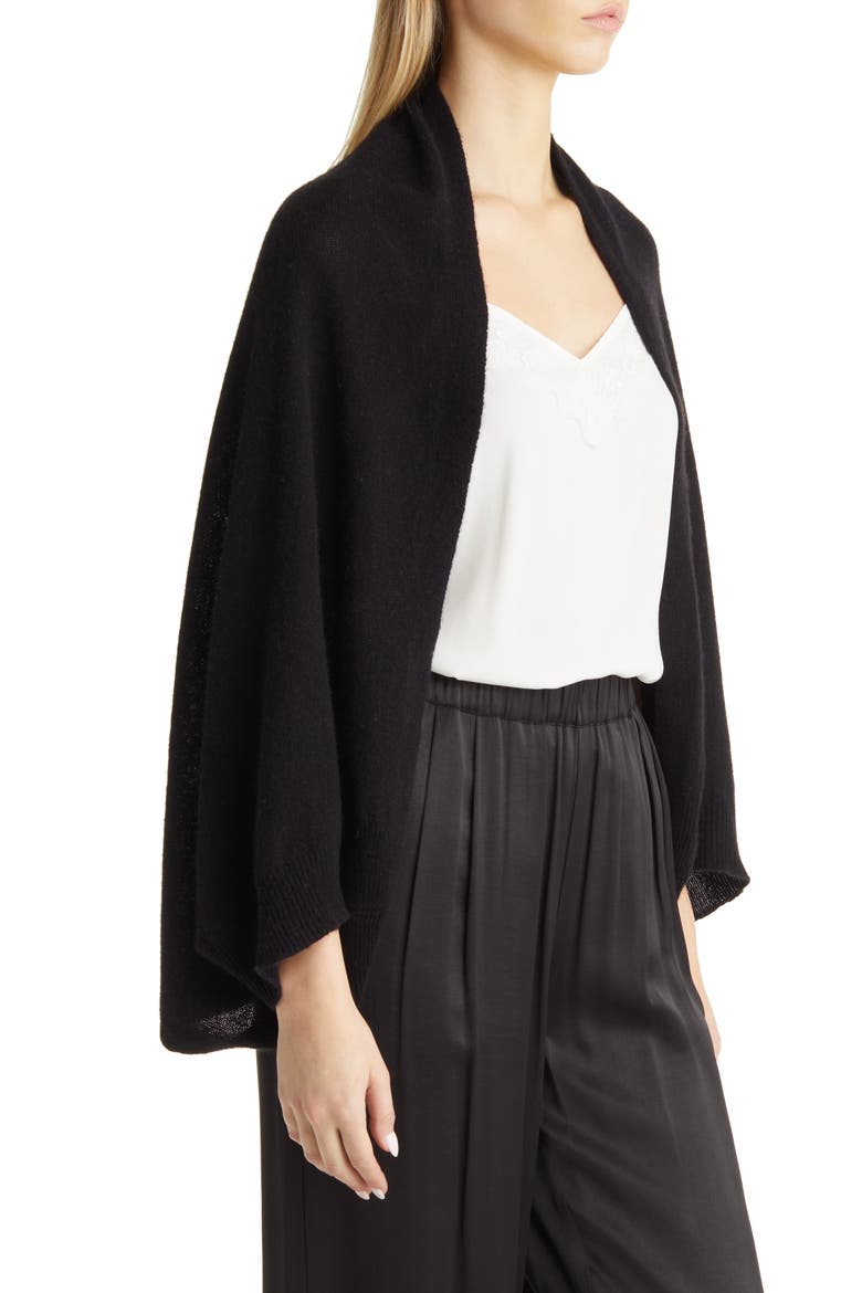 Wool & Cashmere Cocoon Wrap, Alternate, color, BLACK