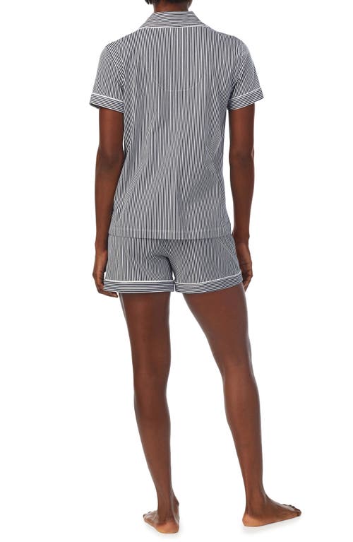 Shop Ralph Lauren Lauren  Print Short Pajamas In Navy White Sripe