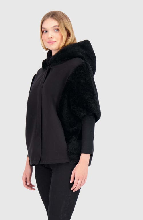 Gorski Sheared Cashmere Goat Fur-paneled Hooded Short-sleeve Cashmere Jacket In Black