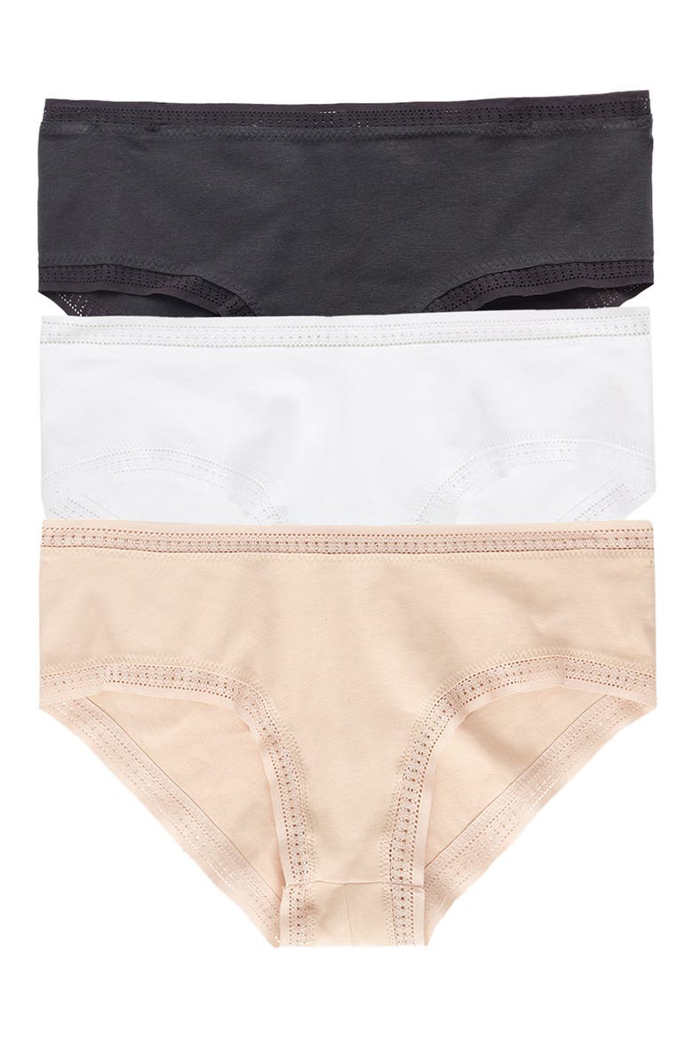 Cabana 3-Pack Boyshorts, Main, color, BLACK/ WHITE/ CHAMPAGNE