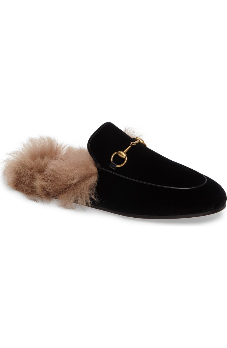 Gucci Princetown Genuine Shearling Mule Loafer, Main, color,