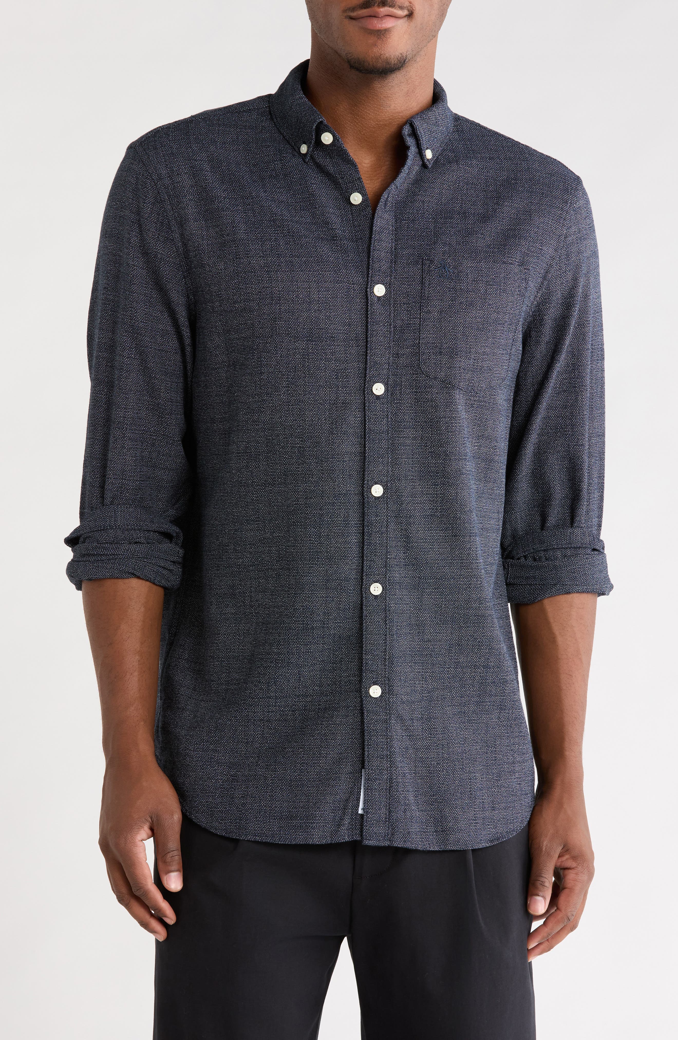 Textured Chambray Button-Down Shirt