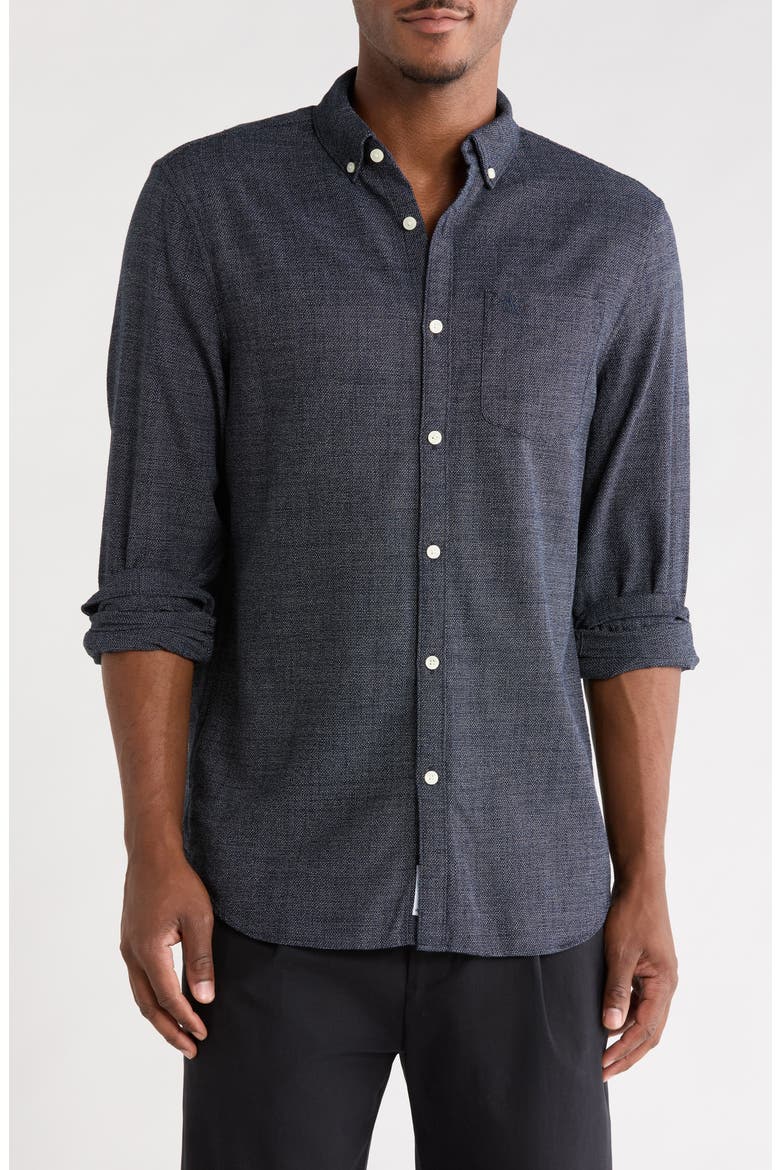 Textured Chambray Button-Down Shirt, Main, color, 413 DARK SAPPHIRE