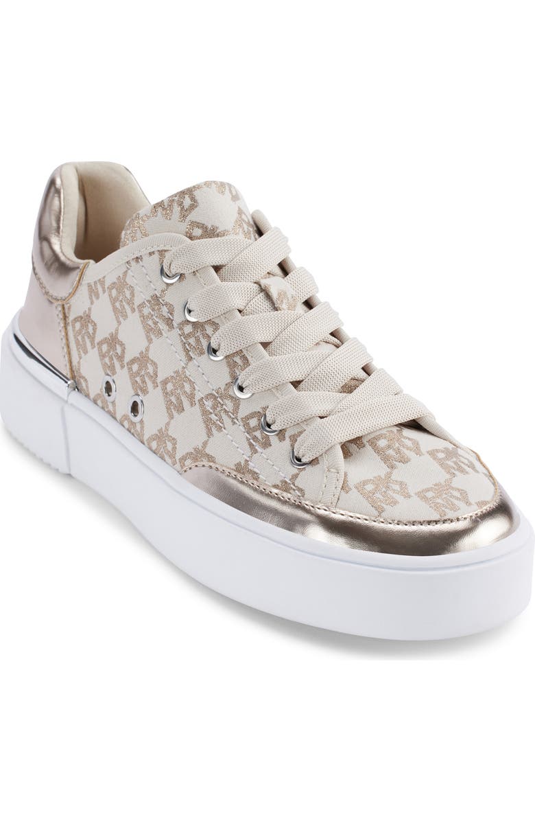 DKNY Bradley Metallic Logo Platform Sneaker, Main, color, Bone