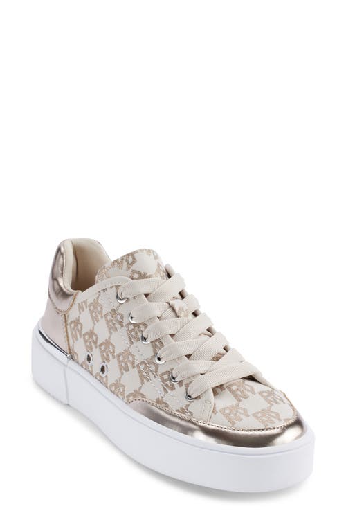 Dkny Bradley Metallic Logo Platform Sneaker In Bone