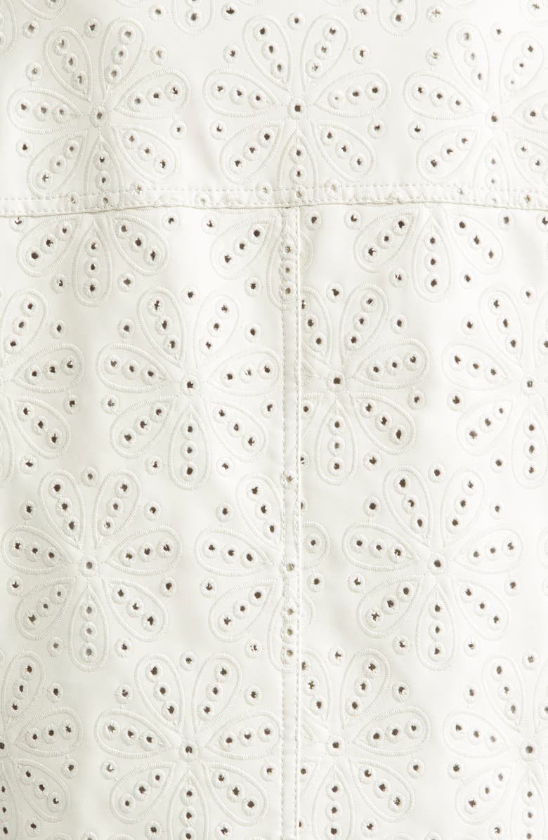 Cinq à Sept Holly Embroidered Faux Leather Jacket, Alternate, color, Ivory