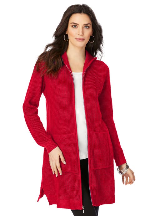 Waffle Mega Length Zip Hoodie (Plus)