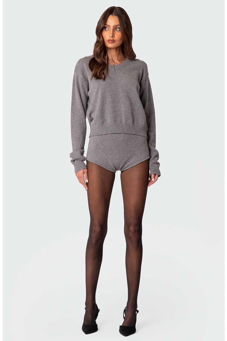 Oversize V-Neck Sweater, Alternate, color, GRAY-MELANGE
