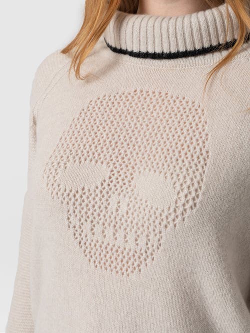 Saint + Sofia Blake Cashmere Skull Sweater In Gray