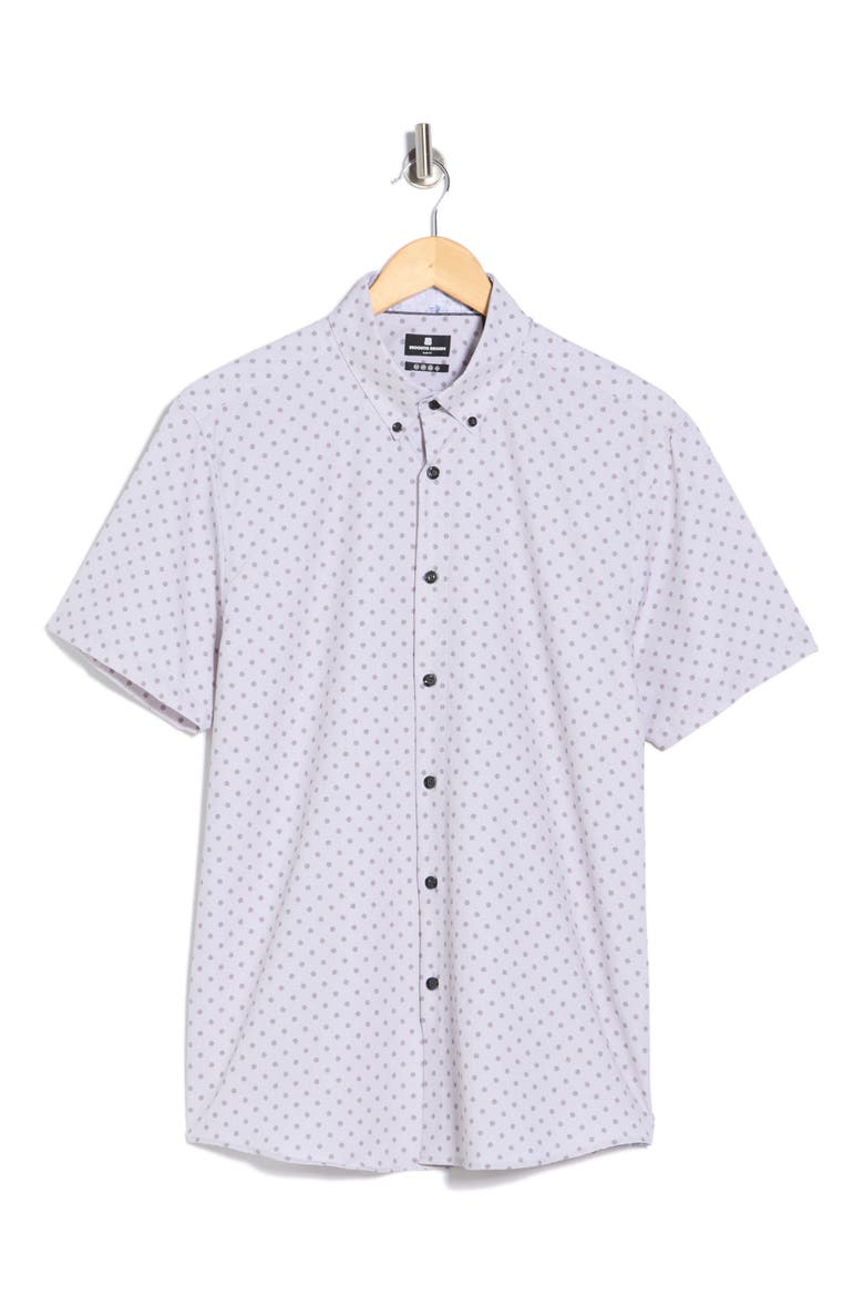 Polka Dot Woven Short Sleeve Shirt, Alternate, color, METALLIC SAGE