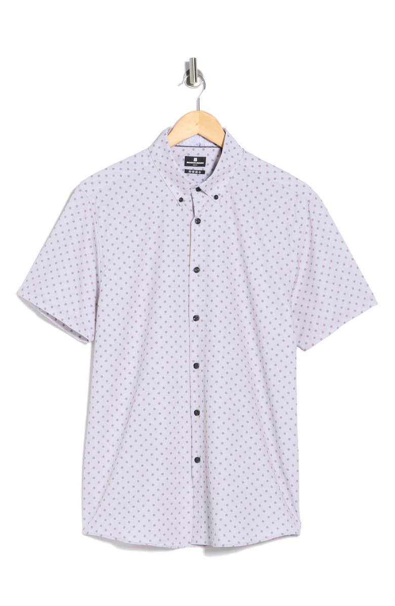 Brooklyn Brigade Polka Dot Woven Short Sleeve Shirt, Main, color, Metallic Sage