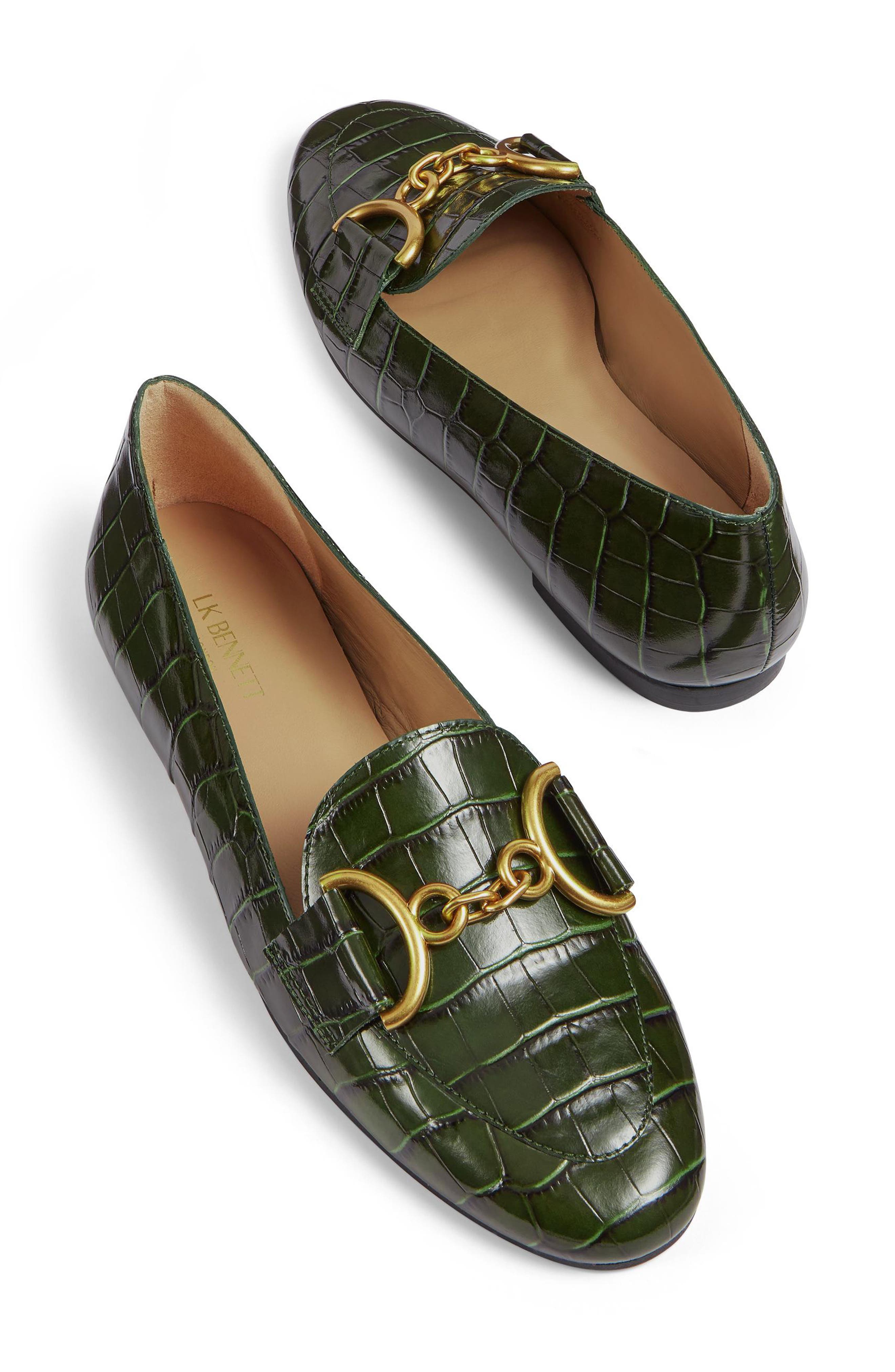 LK Bennett Daphne Croc Embossed Loafer, Alternate, color, 