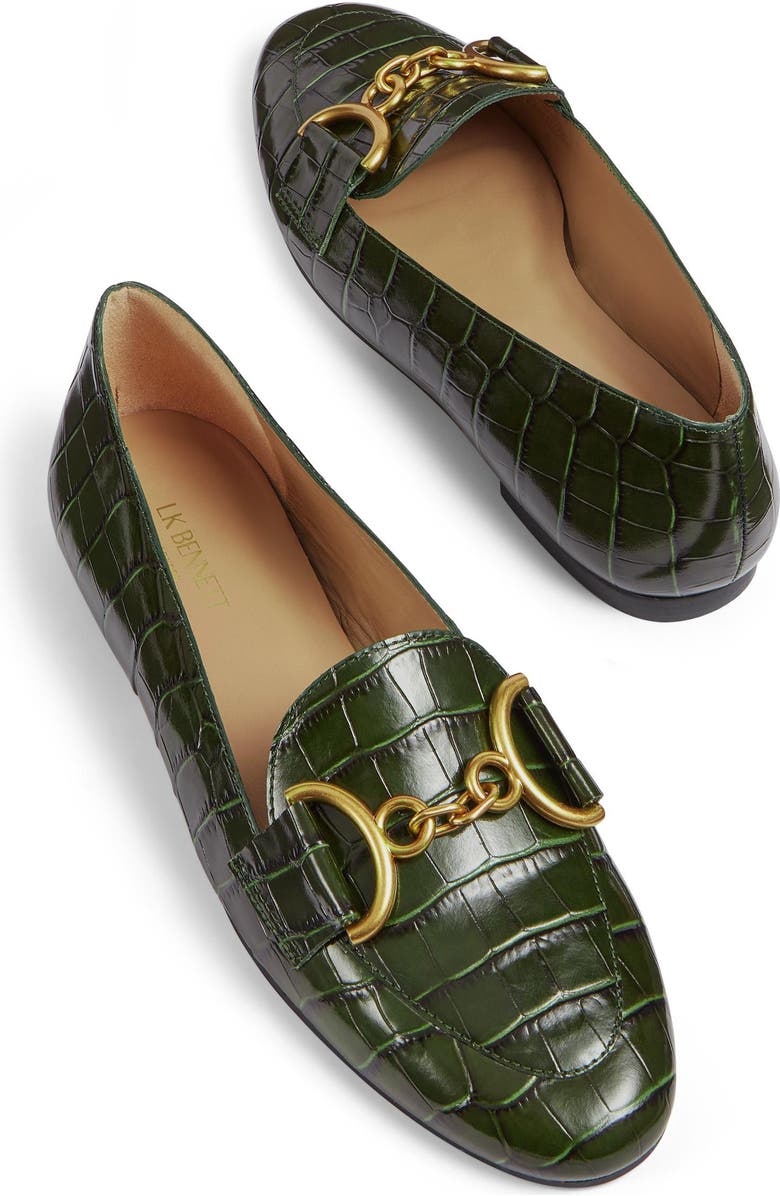 LK Bennett Daphne Croc Embossed Loafer, Alternate, color,