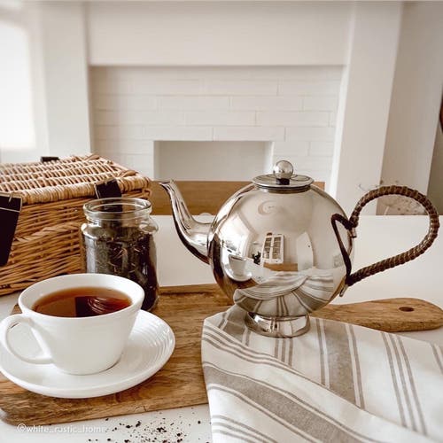 Nick Munro Spheres Tea Infuser Wicker Handle In Silver