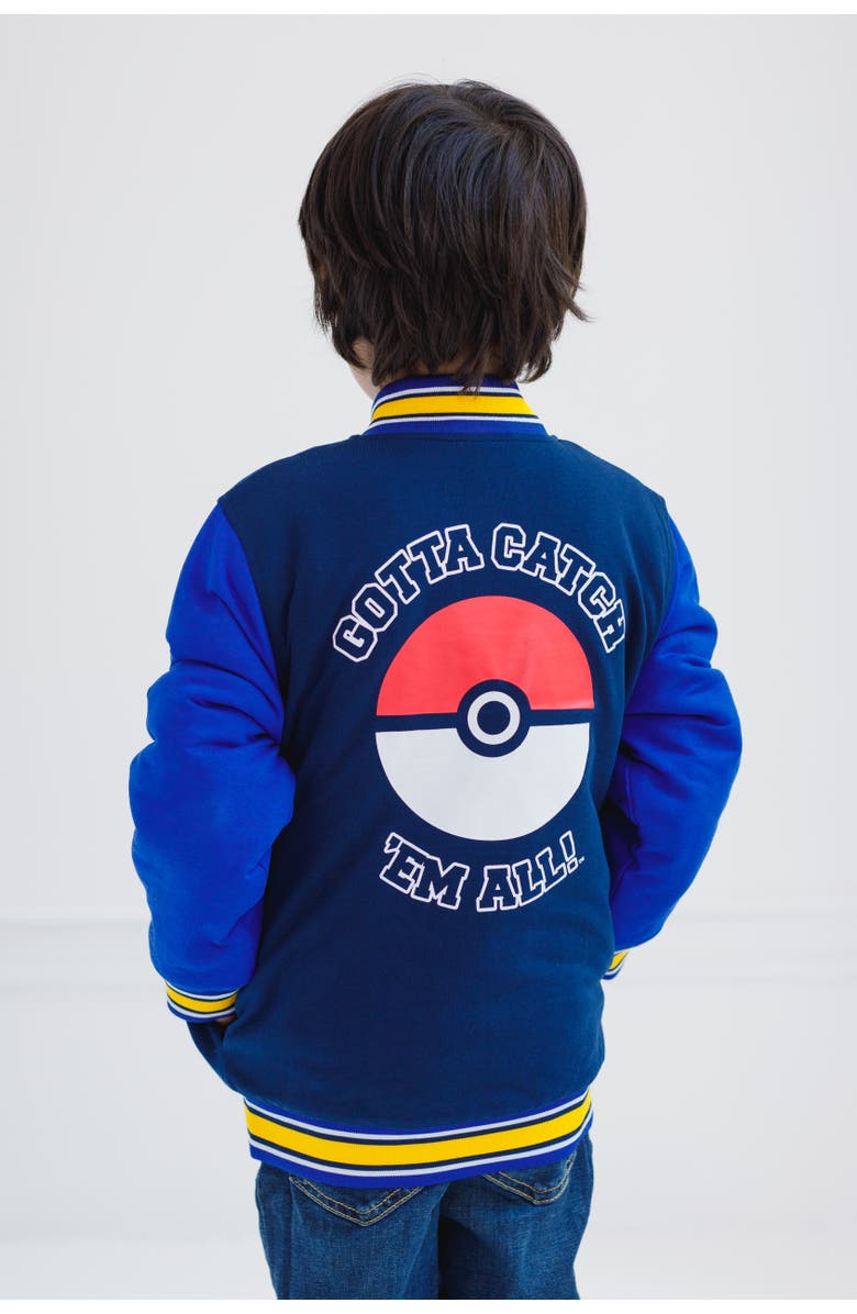 POKEMON Varsity Bomber Jacket, Alternate, color, Navy Royal Pikachu