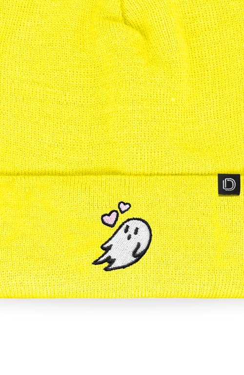 Dalix Heartly Ghost Beanie In Neon Yellow