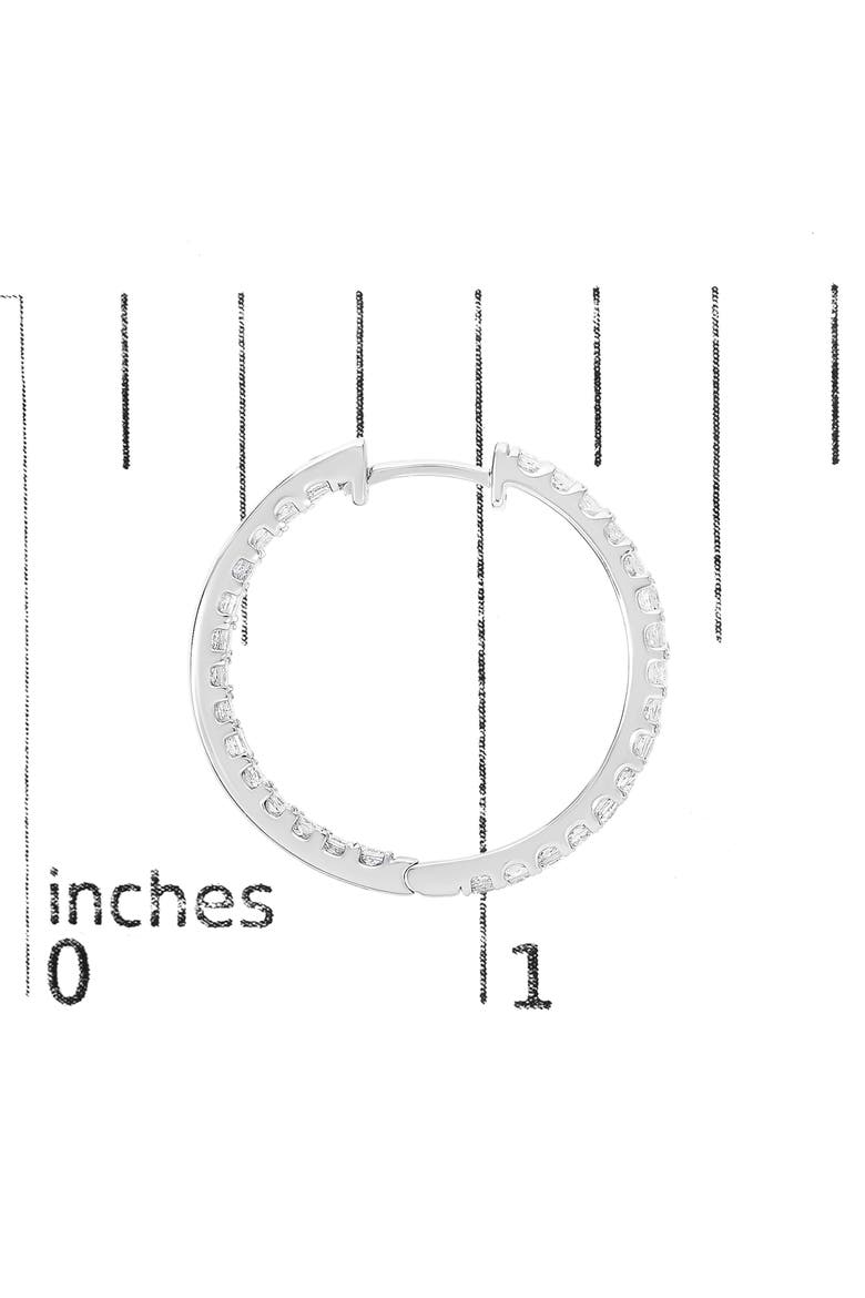 14K White Gold 3.00 Cttw Princess Diamond Inside Out Hoop Earrings, Alternate, color, White Gold